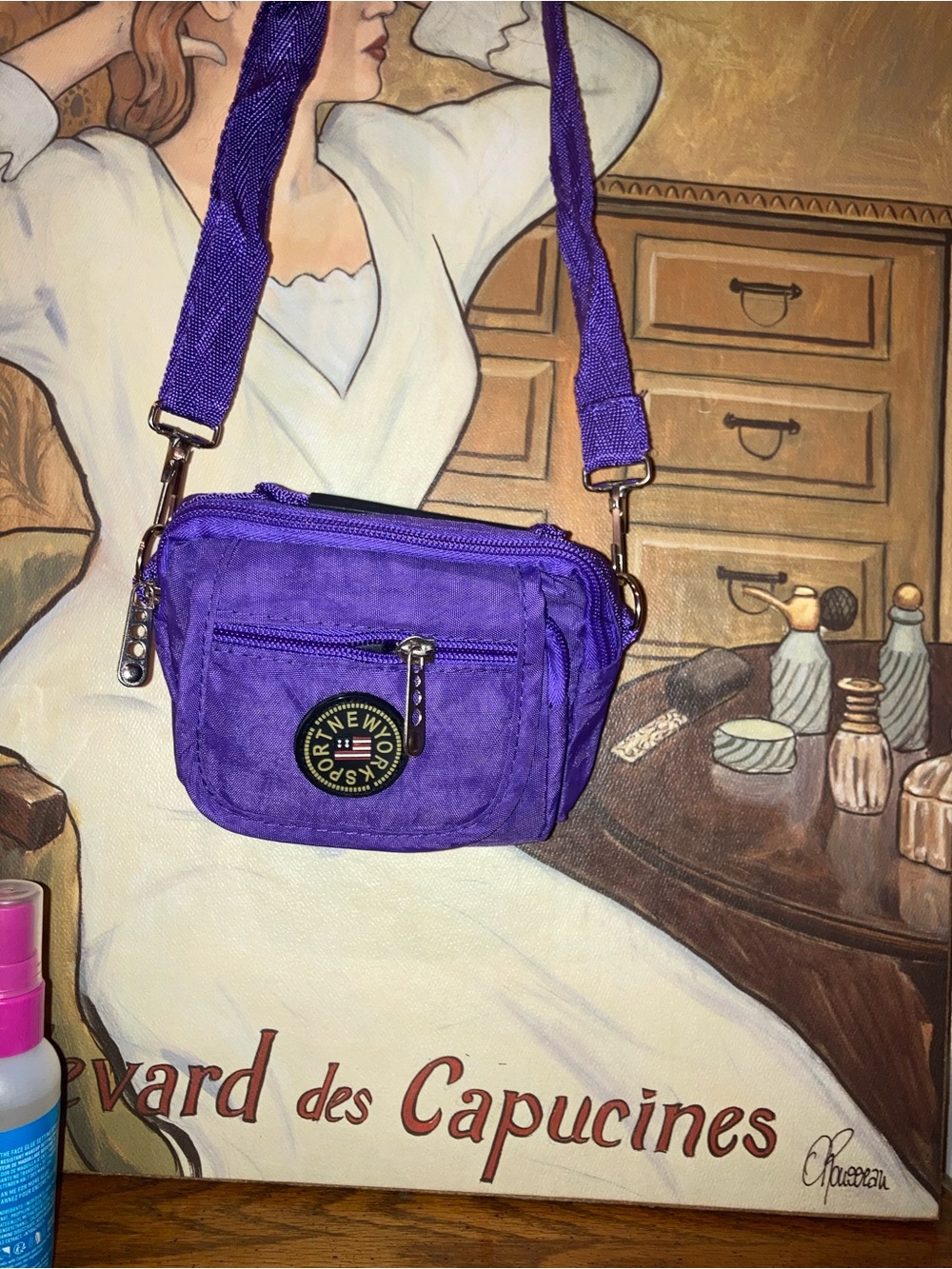New York Sport Small  Nylon Crossbody Bag - Purple or Gray NWT